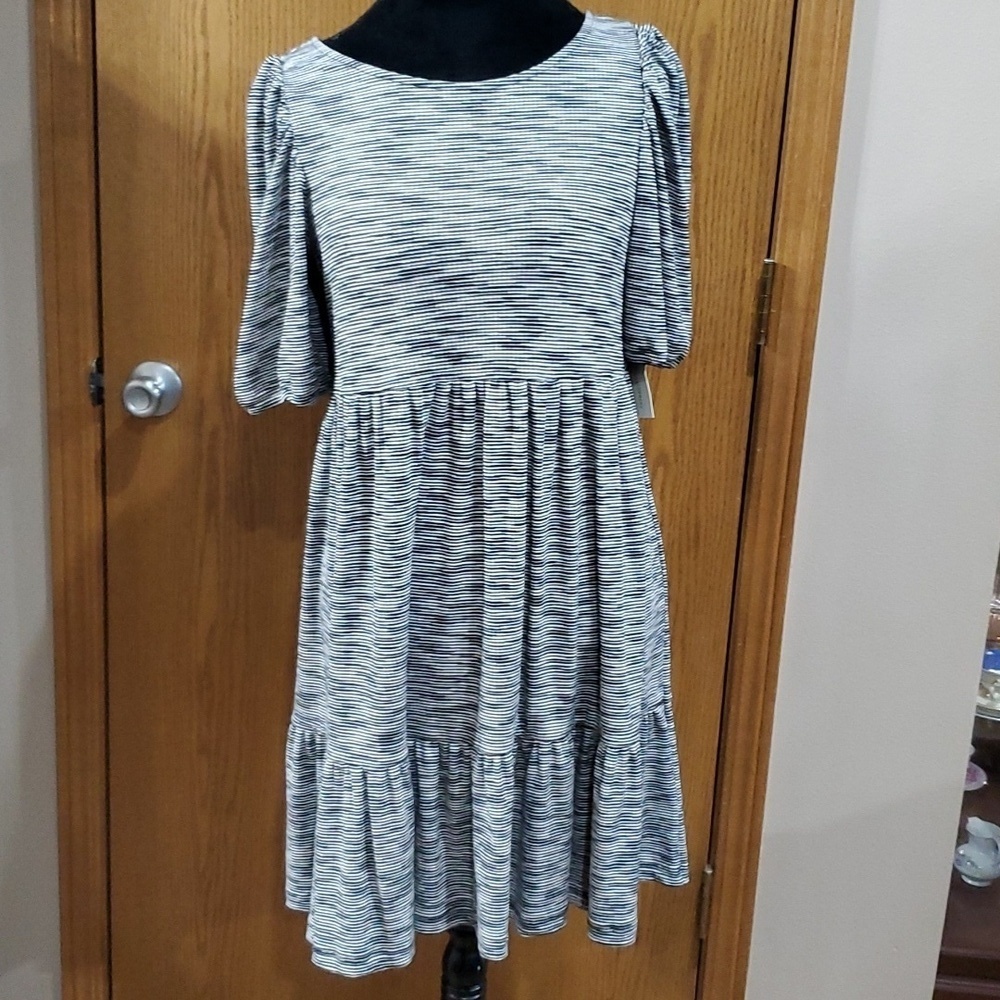 Anthropologie Daily practice cross back stretch midi dress NWT grey space dye
